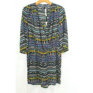Kut from the Kloth Womens Multicolor Royal Tribal Surplice Romper L NWT